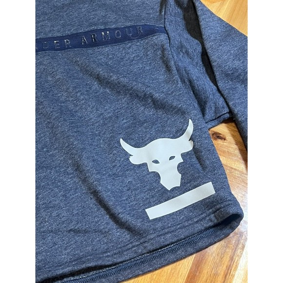 Under Armour Small Project‎ Rock Cropped Fleece Pullover Hoodie Navy Oversized - Picture 5 of 5